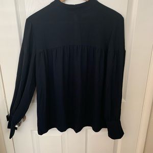 Ann Taylor loft navy eyelet blouse